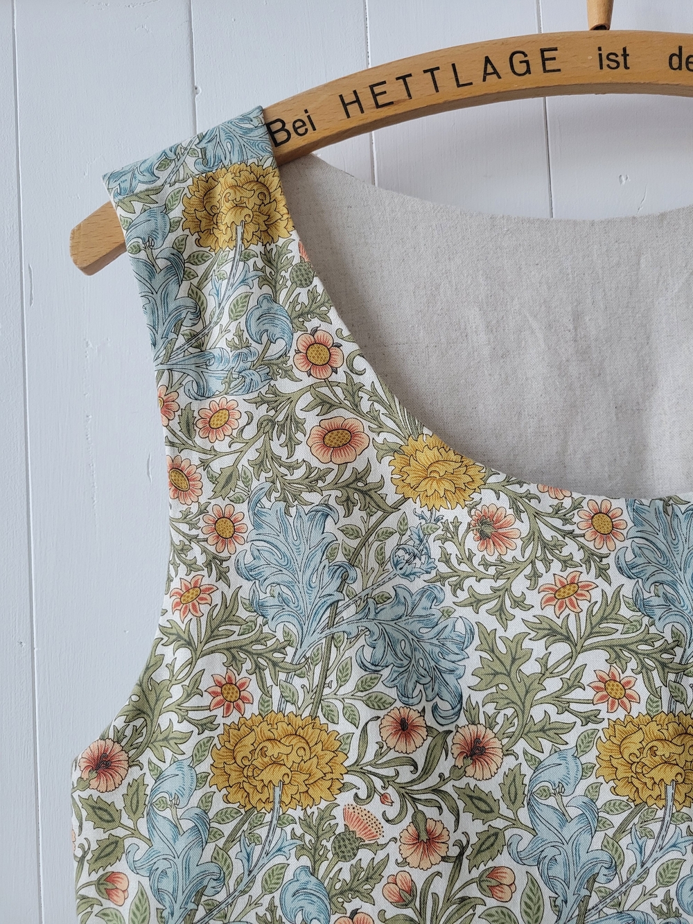 Sleeveless Floral A-line Dress in Sage, Mustard & Cream - Picture 3 of 8